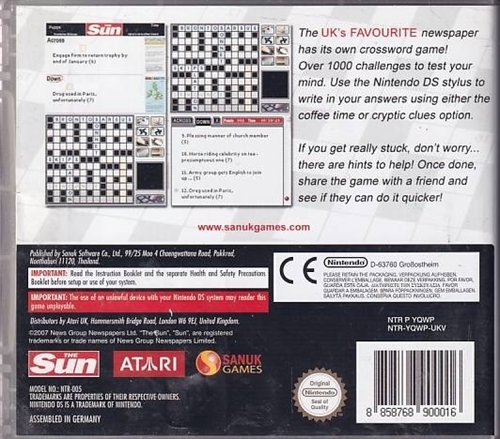 The Sun Crossword Challenge - Nintendo DS (B Grade) (Genbrug)